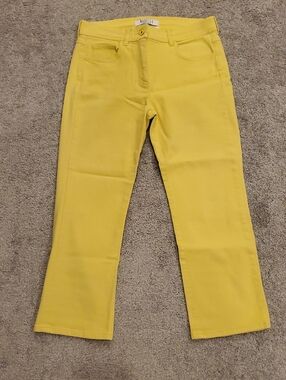 Marella - Made in Italy 99% Cotton sunny yellow jeans Crop, Flare
